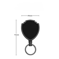 Sleek Black Elastic Retractable Keychain Organizer (Black)