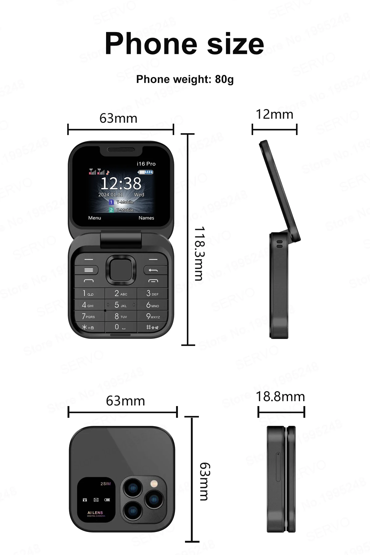 thumbnail image 2 of China 2.4 1.77 Inch Dual Screen Flip Senior Phone GSM Dual Sim Large 2 of 11