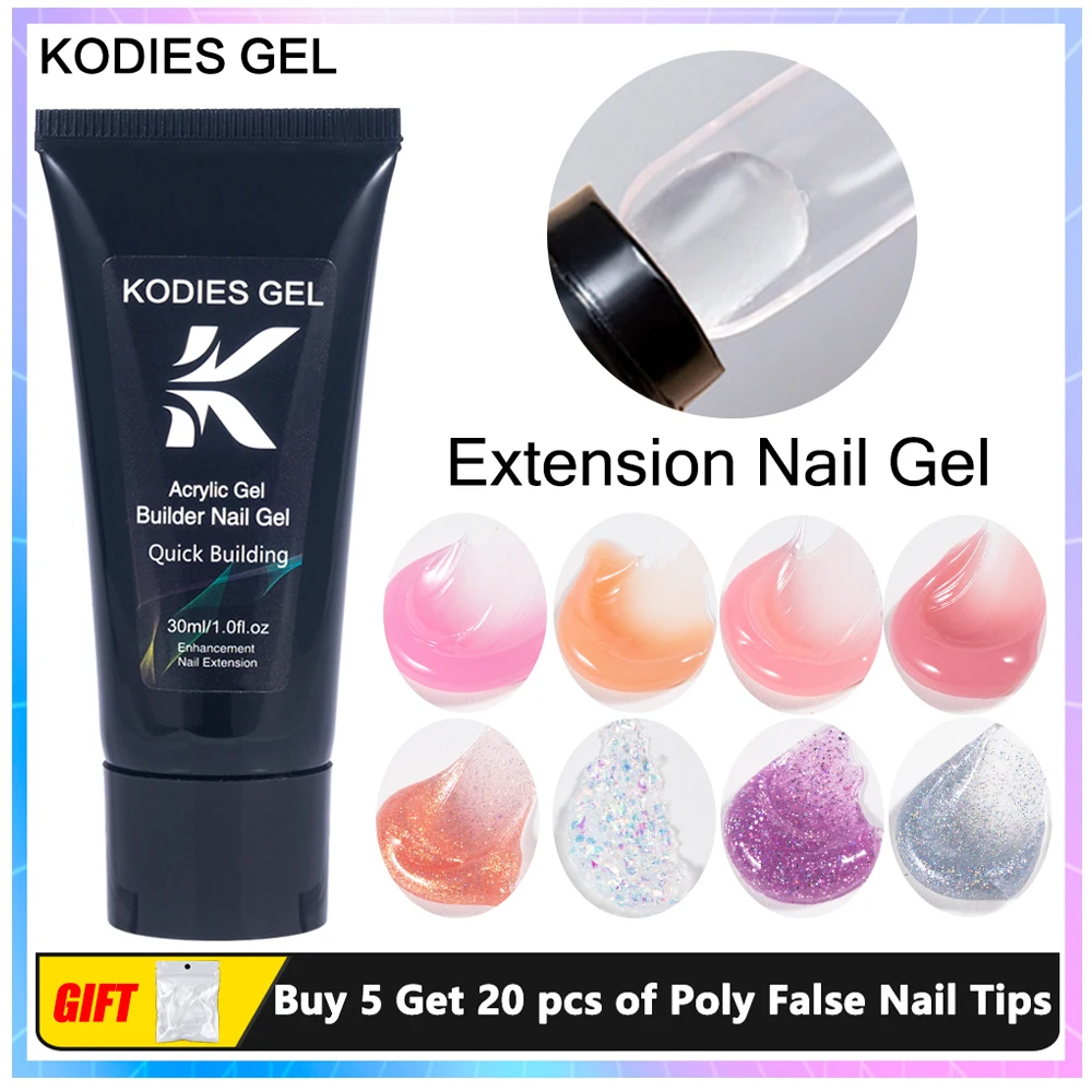 Kodies Gel 87 Colori Poly Nail Gel Smalto Per Unghie Solid Builder Gel Duro Per Estensioni French Manicure Gel Trasparenti Uv Semi Permanenti