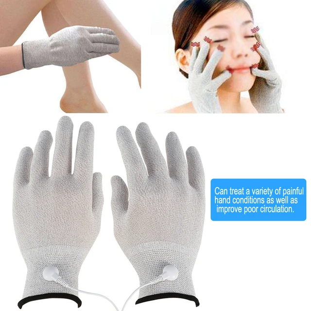 1pair Conductive Silver Fiber Electrode Gloves Pads Electrotherapy Massage herapy Gloves for Phycical 3 Size Massage Gloves