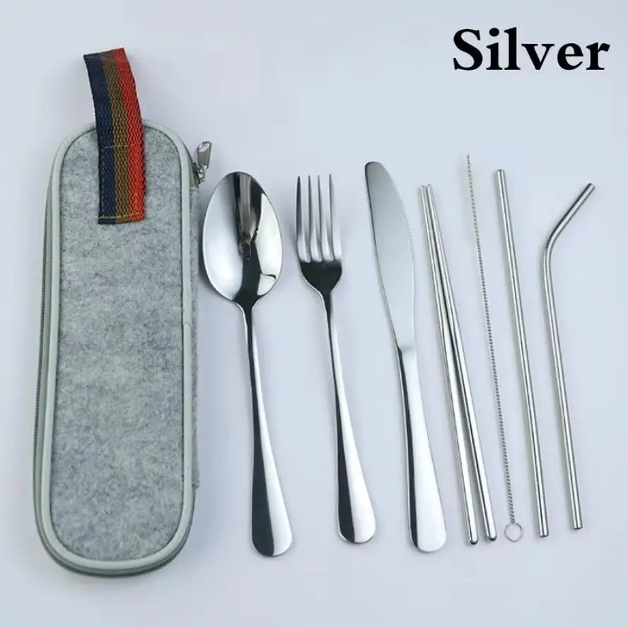 Reusable Travel Cutlery Set – Straw, Spoon, Fork & Chopsticks with Case 4