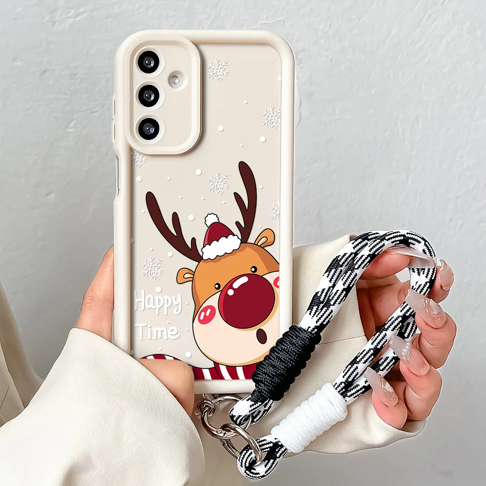 Holiday Elk Lanyard Phone Case with Wrist Chain - Festive Protective Cover