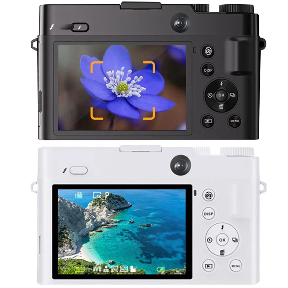 4K 64MP Digital Camera Dual Lens Cameras Autofocus Selfie Camera with Anti-Shake Flash 16X Digital Zoom Video for YouTube