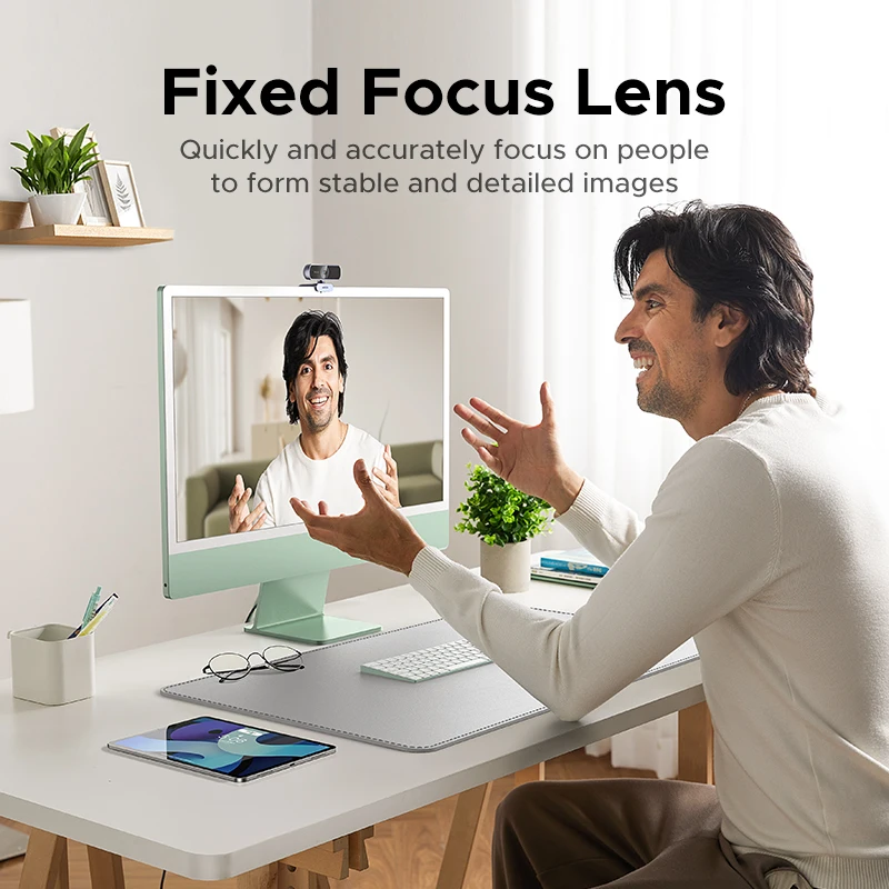 UGREEN 2K Webcam with Microphone, Full HD USB Web Camera, Auto Light Correction, Video Webcam for Streaming