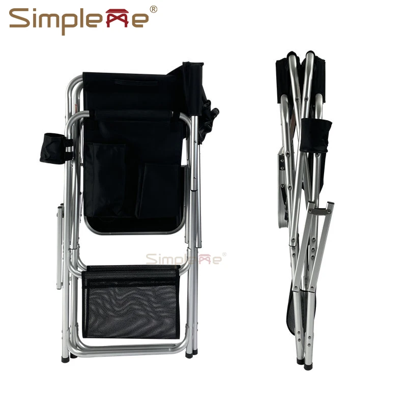 Simple Lightweight 28 Inch Salon Tall Aluminium Folding Director Chair Makeup Chairs - Image 5
