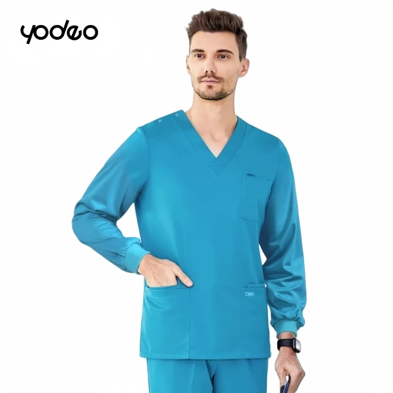 Anti static operating room brushing hand clothing short/long sleeved sets oral dental doctors' blue hand washing clothes