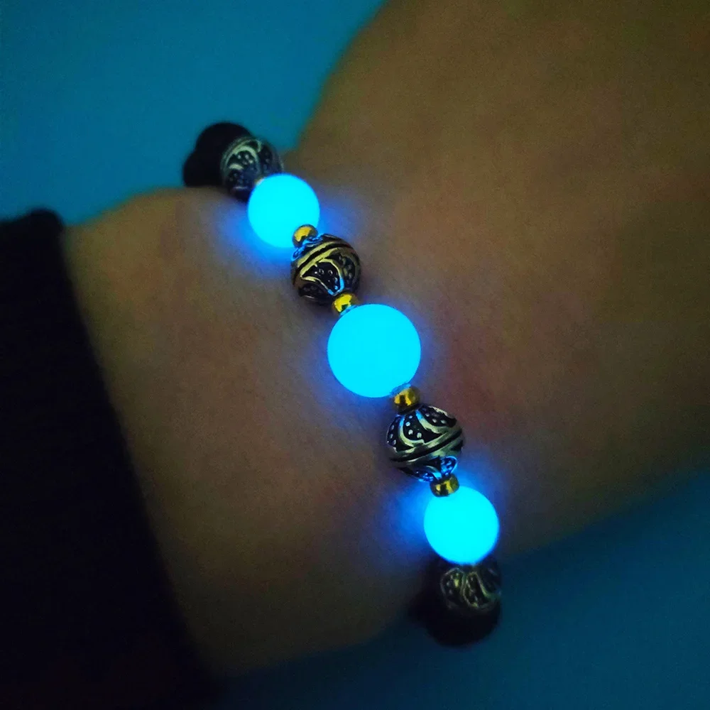 Charm Beads Bracelet Luminous Night Fluorescence Glow In The Dark for Men Women Halloween Gift bracelet jewelry