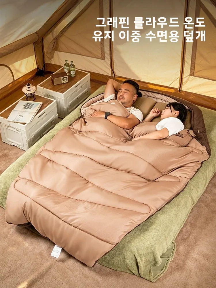 BSWolf 더블 퍼슨 침낭 두꺼운 겨울 방수 야외 캠핑 범용 사계절 성인용 하..