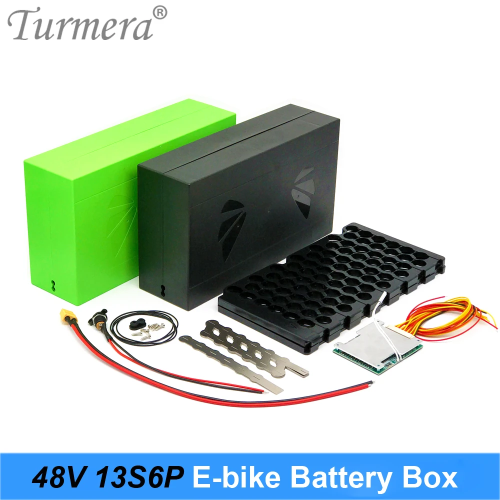 

Turmera 48V E-Bike Battery Case Box 13S 30A 50A Balance BMS with NTC 13S6P 18650 Holder Welding Nickel DC XT60 Plug for Diy Use