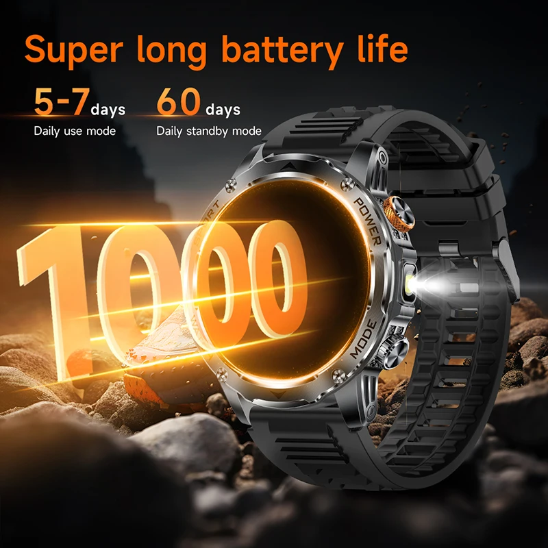LIGE New Smart Watches Men Outdoor 1000mAh Large Battery 1.7inch HD AMOLED Screen Men Smart Watch Weather Fitness Sports Watches