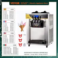 VEVOR 22-30 L/H Soft Ice Cream Machines Commercial Tricolor Desktop Sweet Cone Freezing Equipment Vending Machine 1