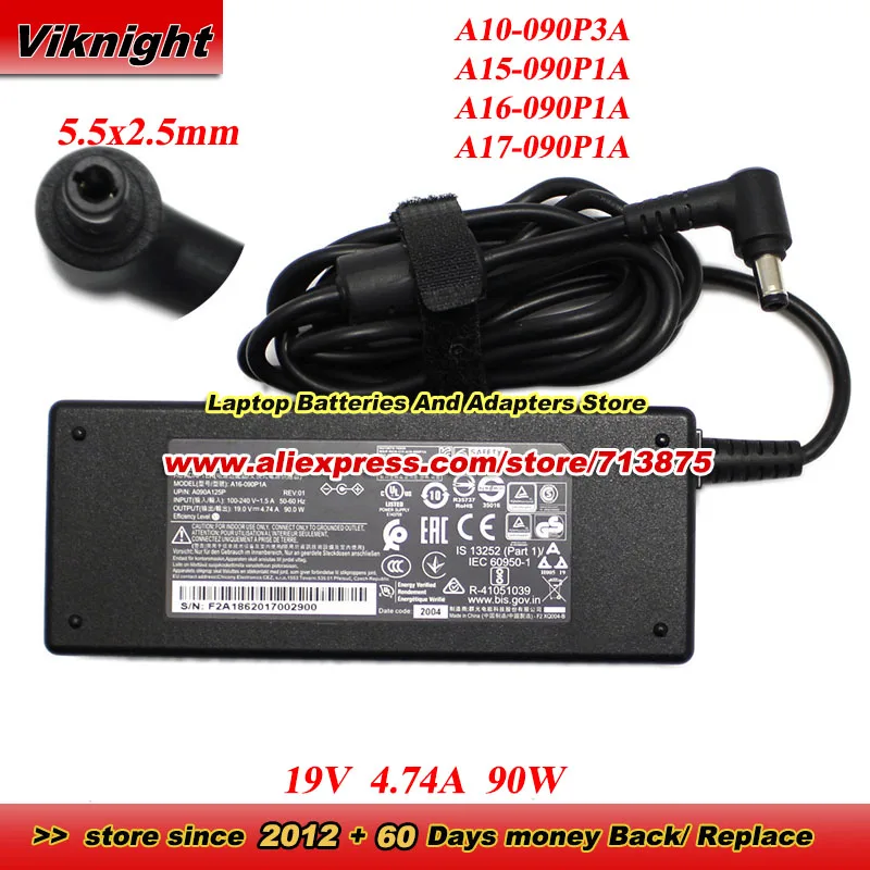 19V 4.74A 90W A10-090P3A A15-090P1A A16-090P1A A17-090P1A A090A086P A090A125P AC 어댑터 5.5x2.5mm MSI PS42 PS63 A090A08
