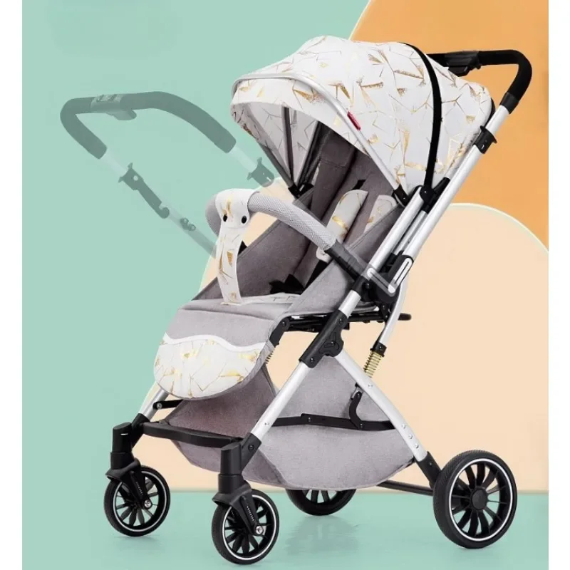 Two-way Lightweight High-view Baby Stroller Can Sit or Lie Down Portable Travel Baby Stroller Four-wheel