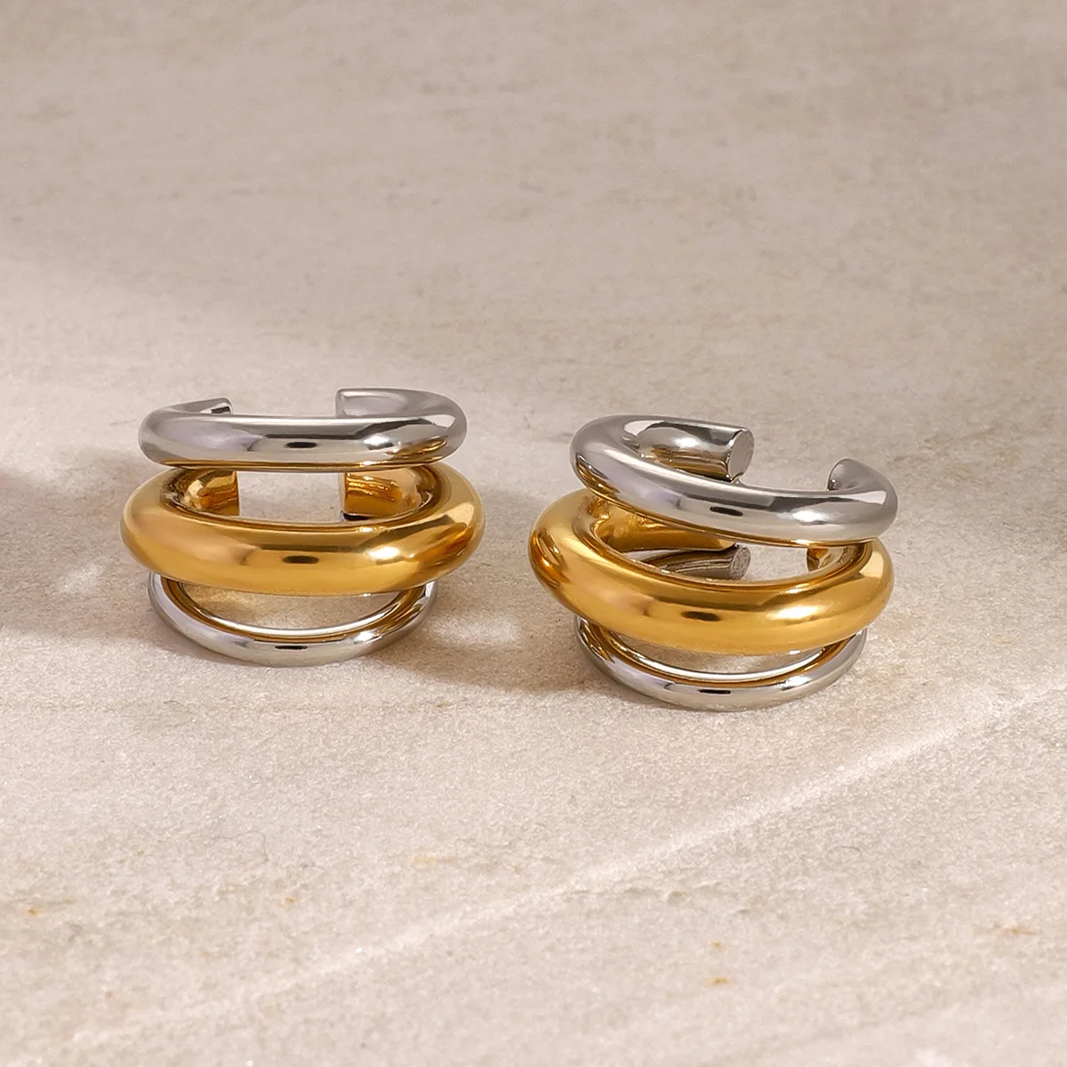 Yori Double Color Stainless Steel Cast Waterproof Ear Clip Fashion Trendy High Quality Jewelry New Bijoux 4