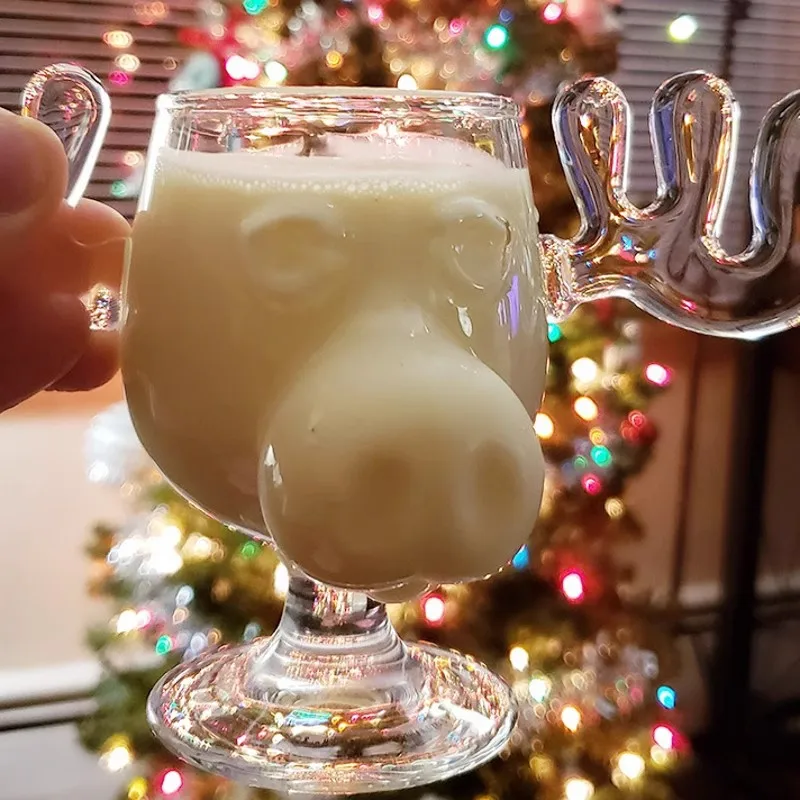 1pcs Elk Wine Glass Cocktail Juice Cup Reindeer Mug Drinkware Christmas Gift