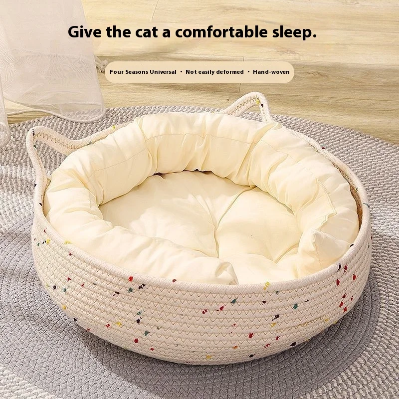 Cat's Nest Dog's Nest Small Pet Round Cotton Rope Small House Easy To Clean Dog's Cat's Nest, Winter