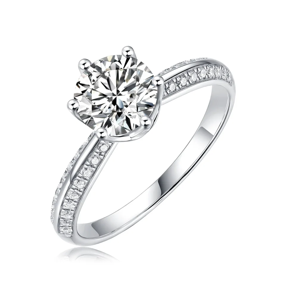 Elegant Moissanite Ring Sterling Silver Gold Plated
