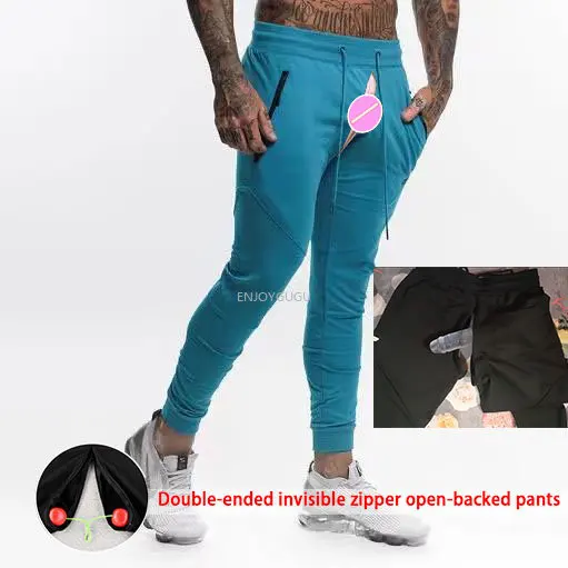 Invisible Open-Seat Pants Outdoor Sex Casual Pants Sports Men's Dressing Sweatpants Fitness Basketball Training Running Trousers