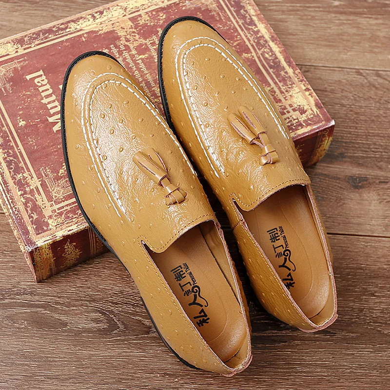 Brand White Tassel Men's Leather Shoes Casual Moccasin Homme Men's Oxford Shoes Flat Men's Boat Shoes Business Men's Loafers