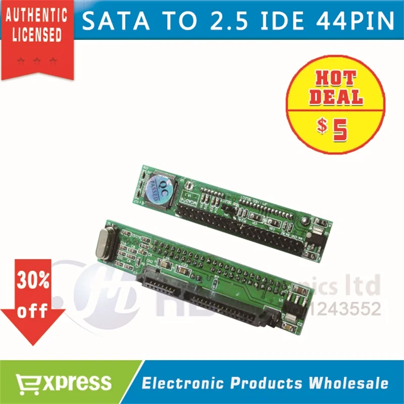 

BRAND New SATA Female to 44Pin 2.5 IDE Male HDD SSD Adapter Converter 7+15P 22pin sata to ide wholesale