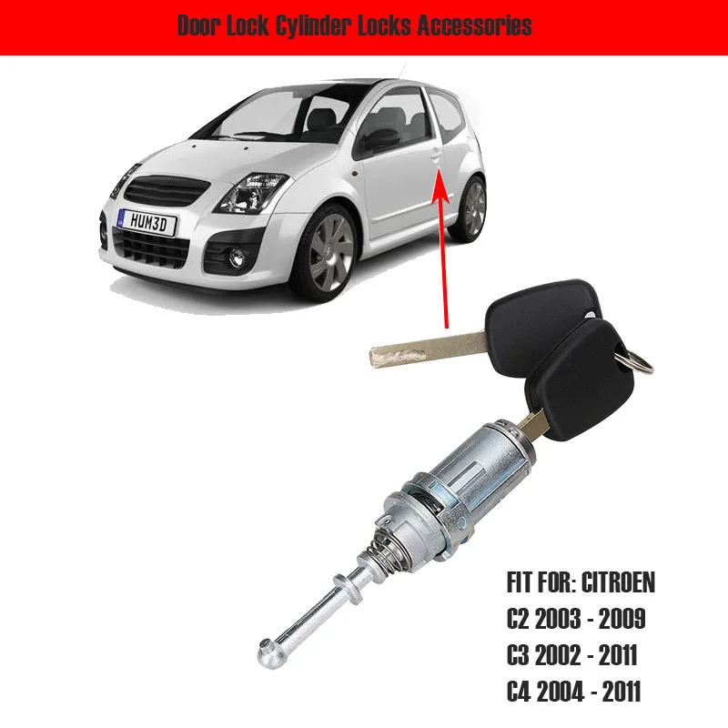 

For Citroen C2 C3 9170.T9 Car Left Door Lock Cylinder Locks Accessories With 2 Keys Replacement Lock Set Locksmith Tools