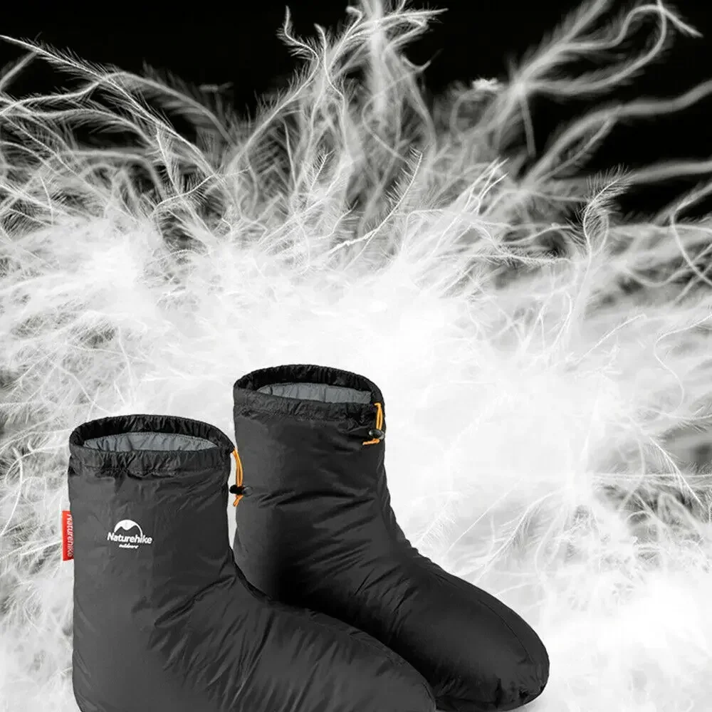 Down Foot Cover 1pair Goose Down Slippers Outdoor Camping Warm Sleeping Socks Water Resistant Camp Tent Sleeping Bag Accessories