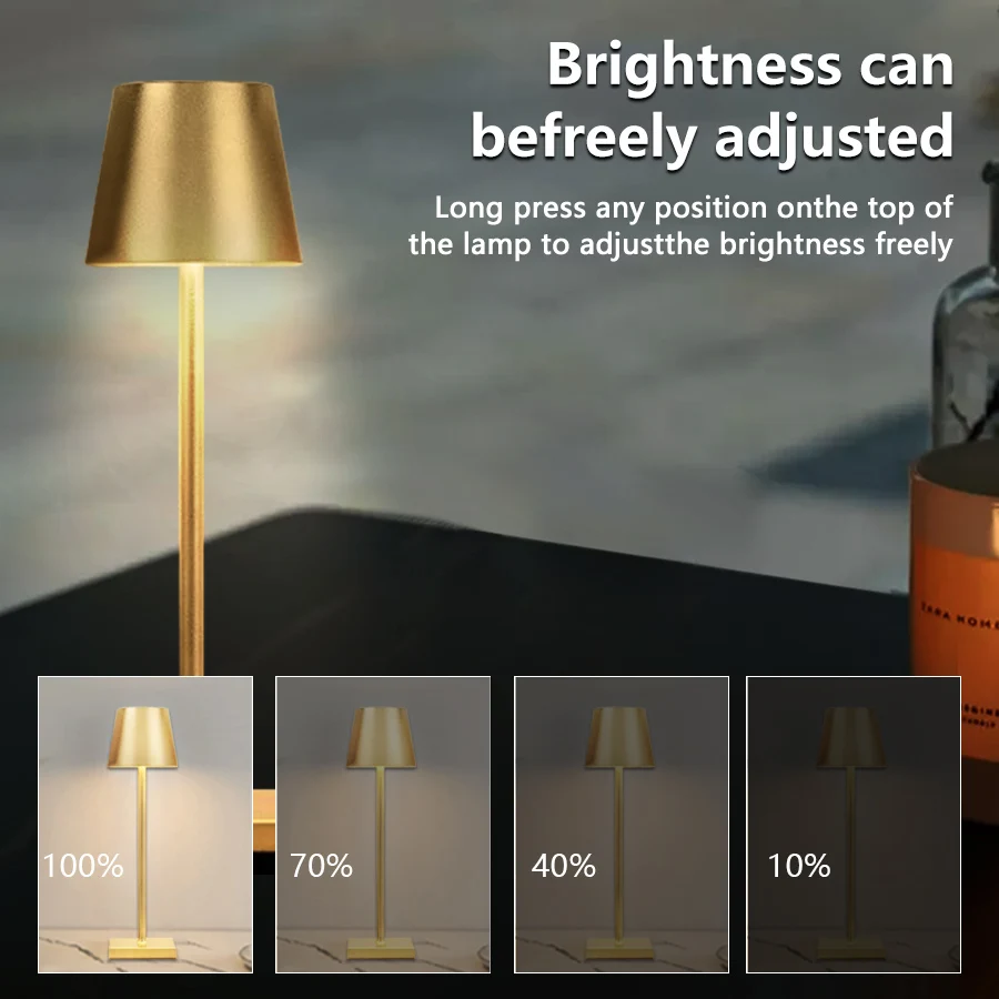 Cordless Rechargeable Led Table Lamp Desk Bedroom Night Light USB 3 Levels Dimmable Bar Club Hotel Room Decor Ambient Lighting 3