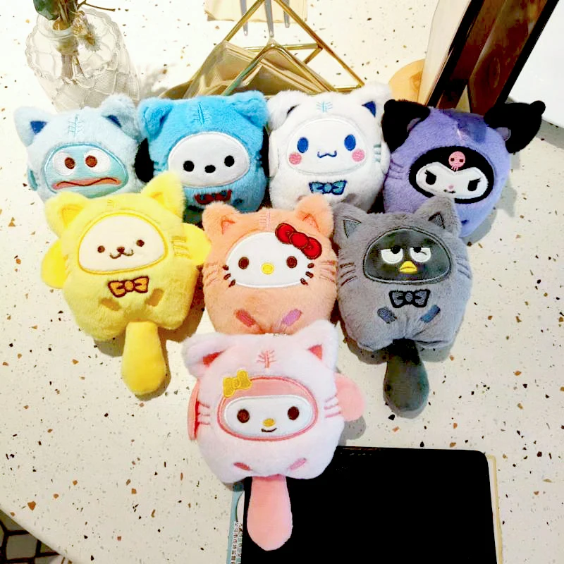 

Sanrio Cartoon Animal Toy Plush Action Figure Keychain Kuromi Hellokitty Mymelody Pendant Cute Schoolbag Doll Hanging Decoration