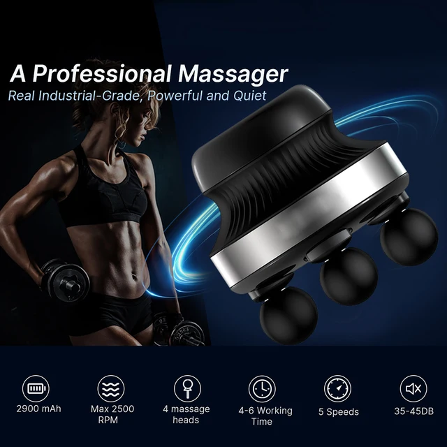 4-Heads Electric Muscle Massager Fascia Gun High-Frequency Vibration Massage Gun Deep Tissue Massage For Body Myofascial Release