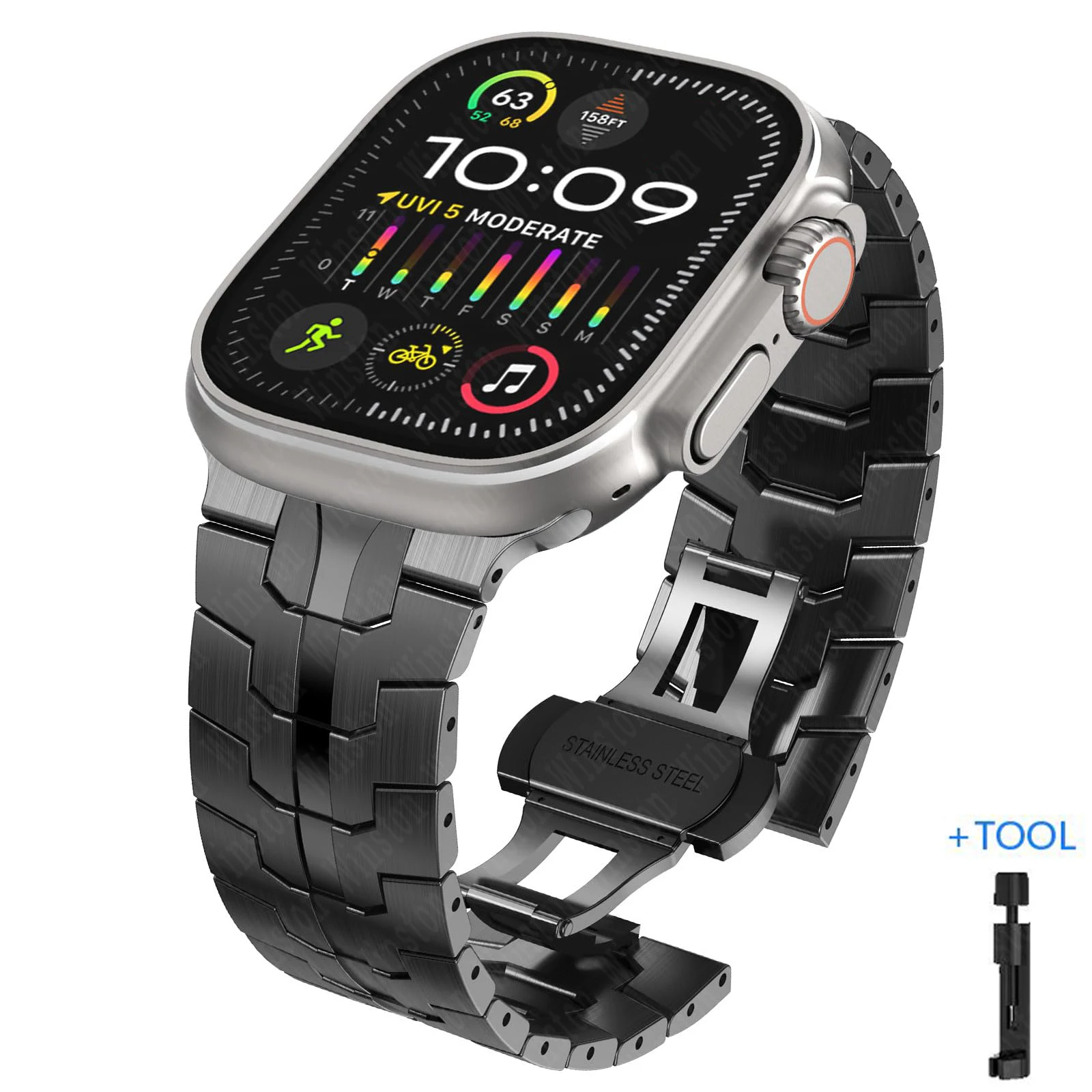 Luxury Titanium Stainless Steel Watch Strap - Premium Metal Bracelet