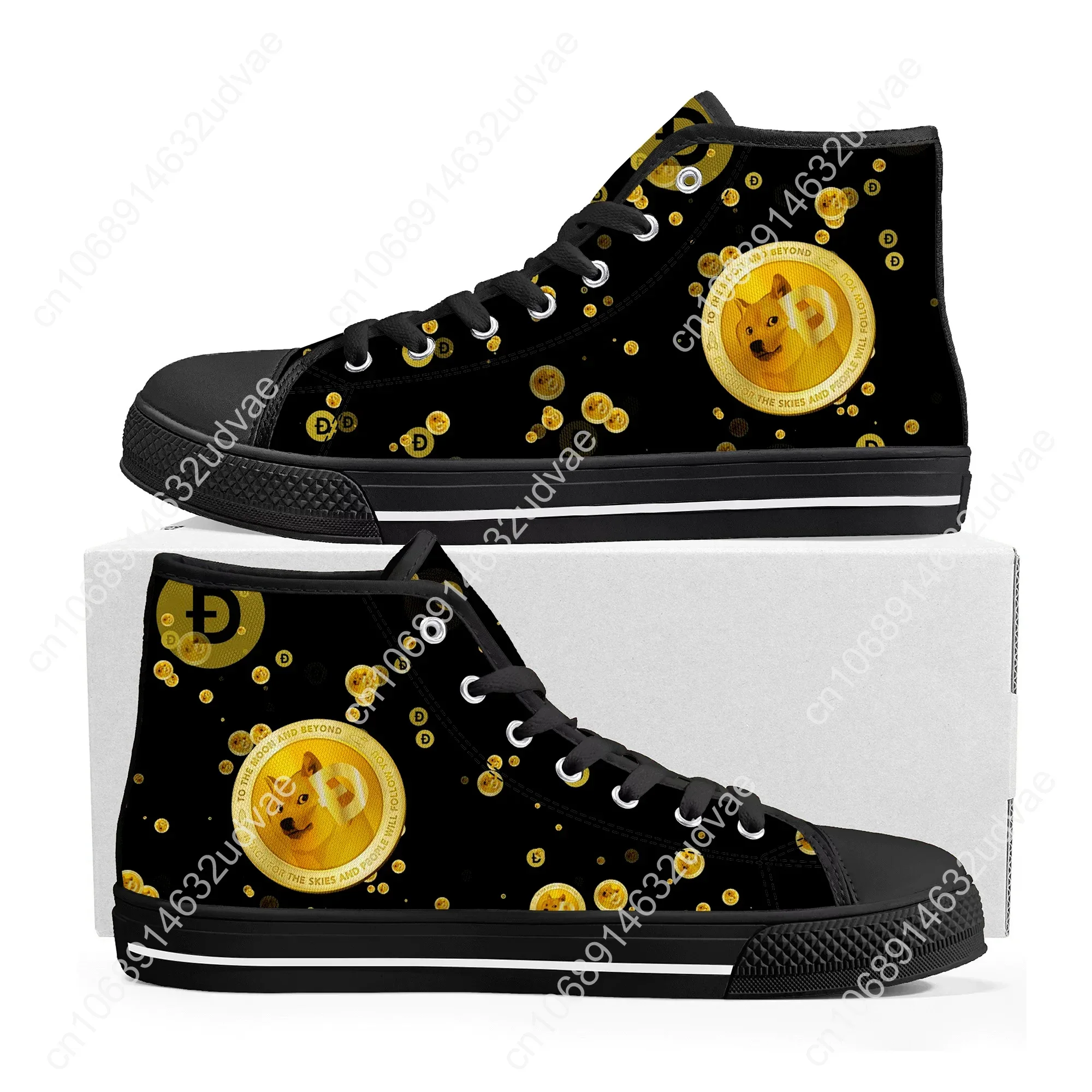Dogecoin Crypto Currency Dog Coin Miner High Top Sneakers Mens Womens Teenager Canvas Sneaker Casual Couple Shoes Custom Shoe