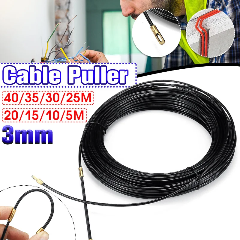 Description Picture 2 of item3MM Durable Black Fiberglass Electric Guide Device Cable Push Pullers Duct Snake Rodder Fish Tape Wire 5m to 40m Length