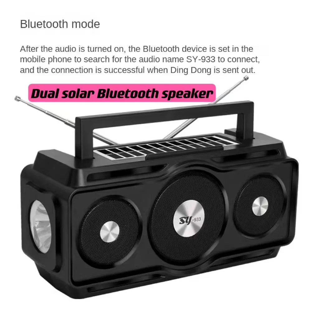 

Новинка, двойные беспроводные колонки на солнечной батарее с Bluetooth, FM-радио, серии TWS, уличный портативный сабвуфер с фонариком, стереоколонка 360 с объемным звучанием
