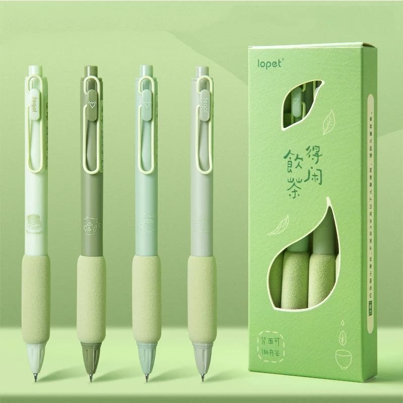 Lopet 4pcs Gel Pen Set Coffee Soft Bread Cute boligrafo gel 0.5MM Black Ink Refills boligrafos kawaii Quick Dry Writing canetas 5