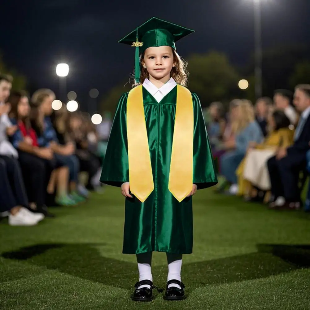 Children Kindergarten Graduation Uniform With Tassel Hat And Shawl, V Neck Zipper Closure ,Elementary Graduation Robe Kids Cloth