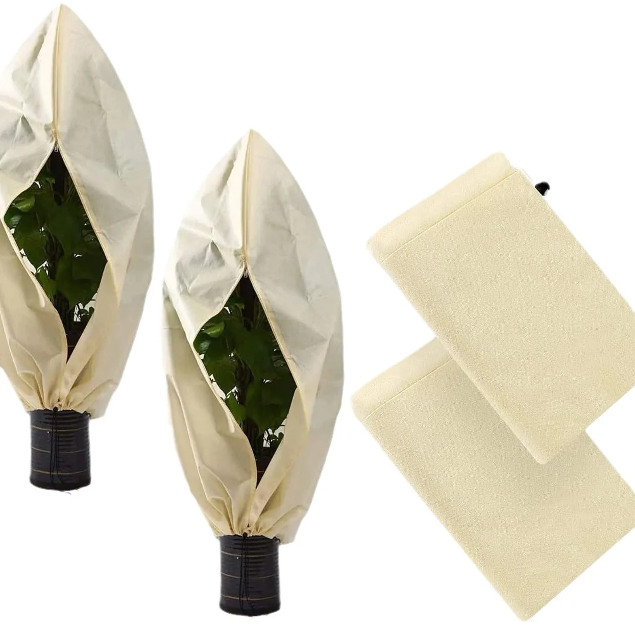 1pc/lot Thicken Plant Freeze-Proof Cover Non-woven Fabric Winter Plant Protection Covers Cold-proof Drawstring Zipper Tree Cover