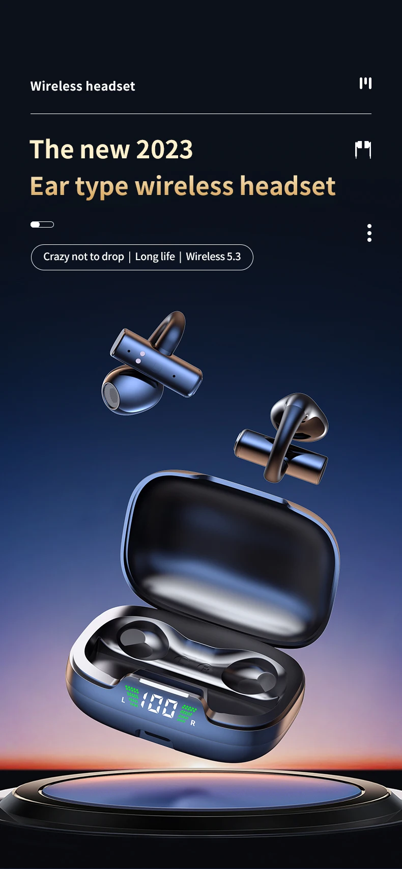 TWS Clip-On Wireless Bluetooth Earbuds with Innovative Painless Wear Technology for Sports S3771449f8e4042ca8a8182888719e5acq