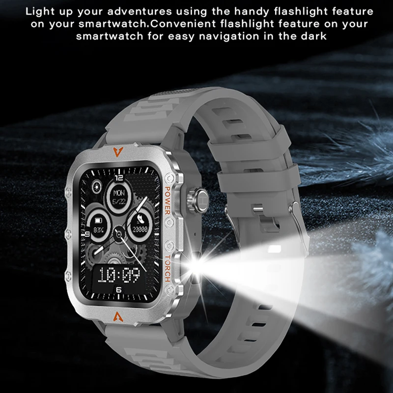 Flashlight Smartwatch Fitness Clock Health Monitor Waterproof Smart Watch Bluetooth Call Sports Watches for Man IOS Android 2025