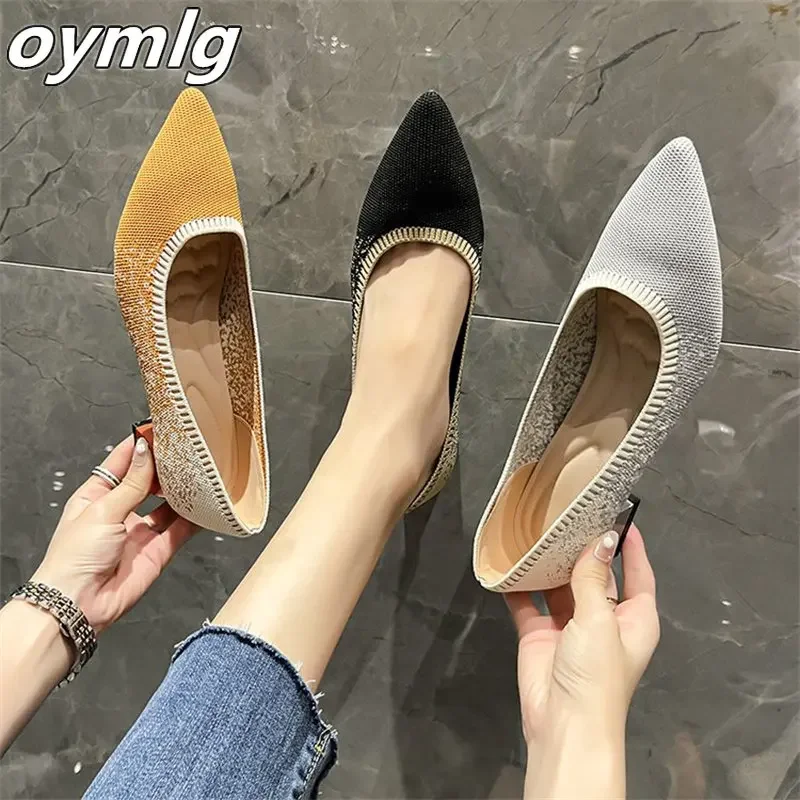 

2024 autumn new princess shoes shallow mouth comfortable all-match flat bottom soft bottom knitted weave breathable gypsophila