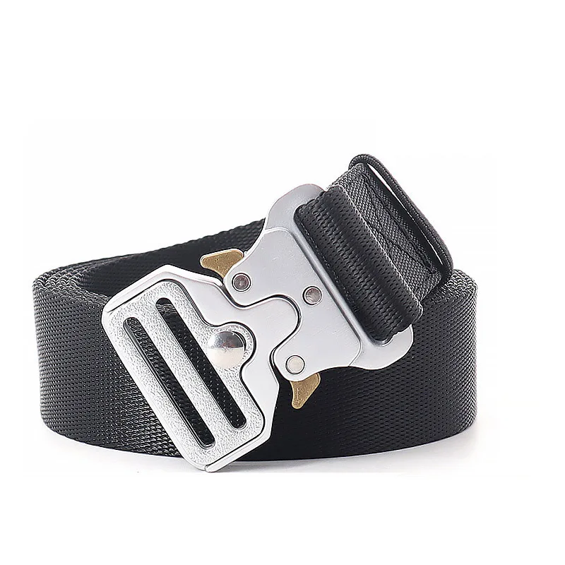 3.2cm Quick Drying Nylon Belt With Breathable Men's And Women's Silver Tactical Slim And Quick Release Alloy Buckle Waist Belt new tactical tank texture nylon woven belt with high quality men s and women s travel and office quick drying alloy buckle belt