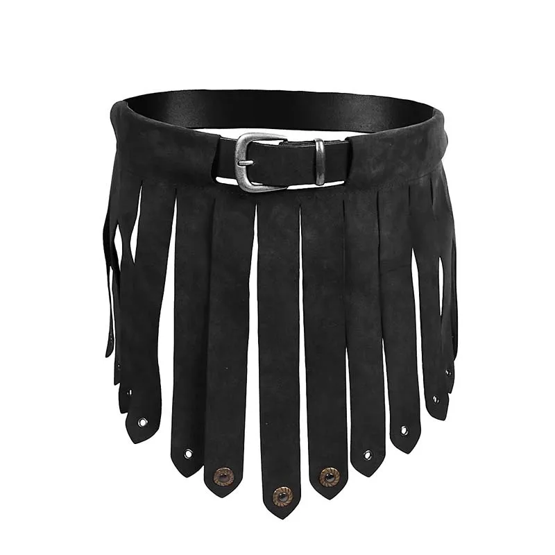 

Винтажная кожаная юбка в стиле стимпанк с кисточками, юбка с талией, средневековый старинный римский легион, Гладиатор, боевой ремень, искусственная кожа