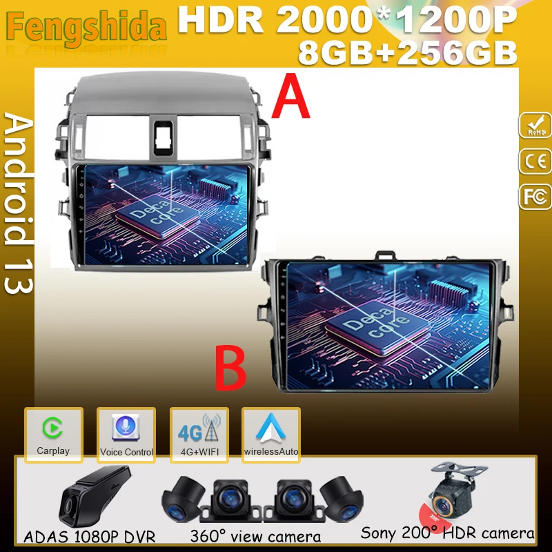 

Автомобильный плеер Android для Toyota Corolla 10 E140 E150 2006-2013, автомобильный мультимедийный видеоплеер, навигация Carplay, беспроводной стерео экран