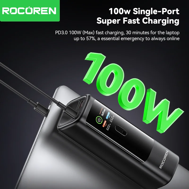 Rocoren 100W Power Bank 20000mAh Built-in Type C Cable Fast Charge Portable External Battery Charger PowerBank for Laptop Phone Best Sellers In Phones Accessories Rocoren 100W Power Bank 20000mAh Built-in Type C Cable Fast Charge Portable External Battery Charger PowerBank for Laptop Phone Best Sellers In Phones Accessories