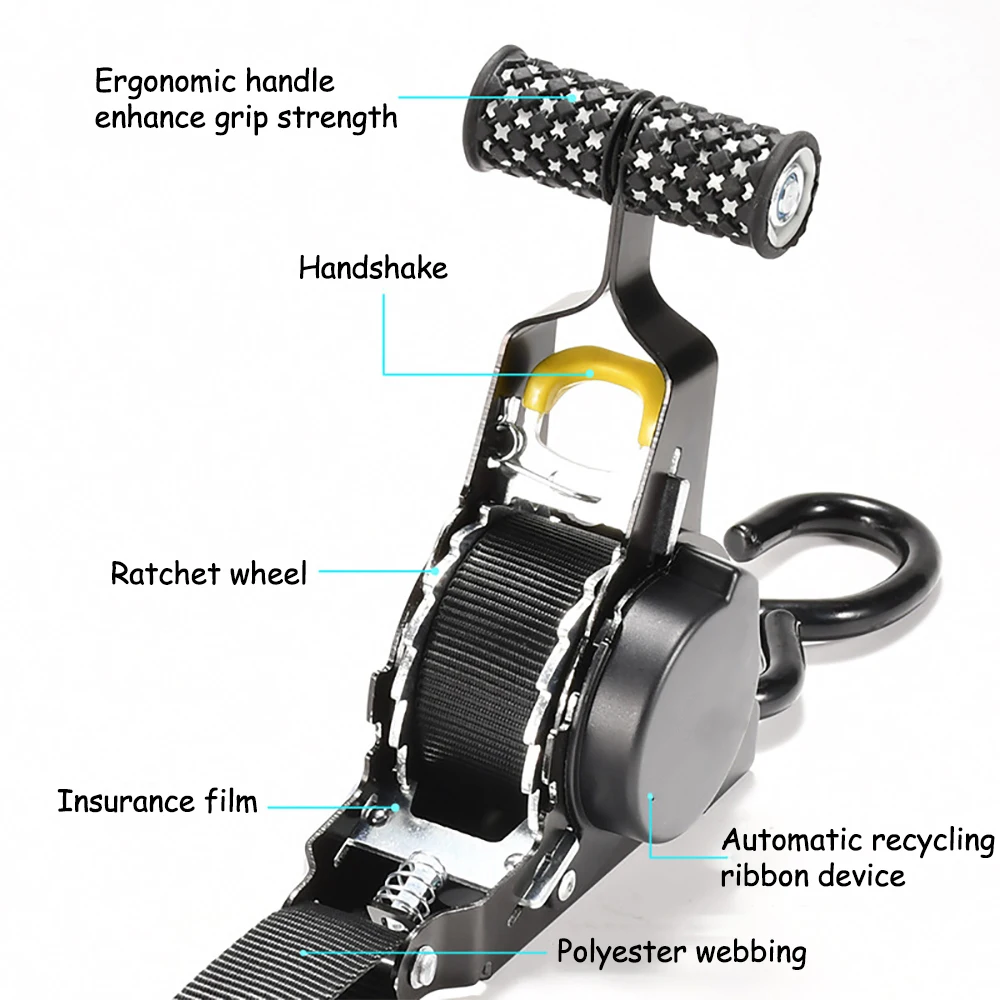 Moving Straps Storage Strap Cargo Strap Auto Straps for Cargo Tape Retractable Belts for Motorcycles Ratchet Strap Load Luggage Strap Ratchet Tensioner Belt Car
