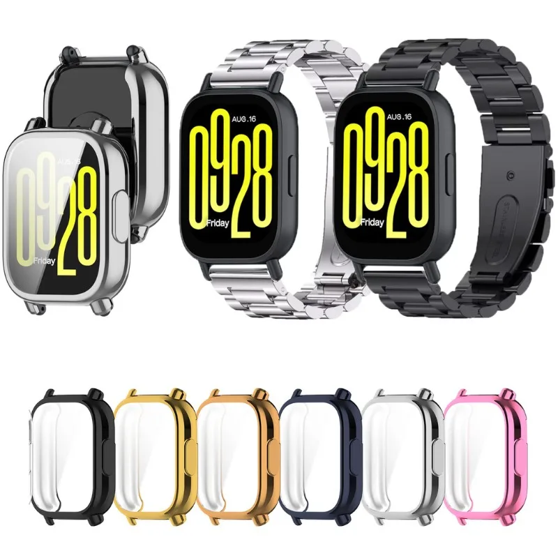Fashion Set: Full TPU Protective Case with Stainless Steel Metal Strap