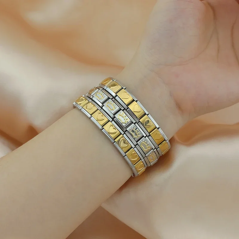 Hapiship 2024 Women's 9mm Itanlian Elastic Star Heart Butterfly Charm Fashion Bracelet Stainless Steel Bangle Jewelry ST-Jian 2