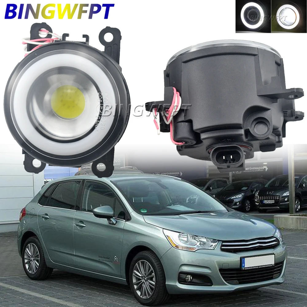 2 X Car Angel Eye Fendinebbia Led Lens Fendinebbia Drl Per Peugeot 207 Cc Convertibile Wd _ 2007-2012