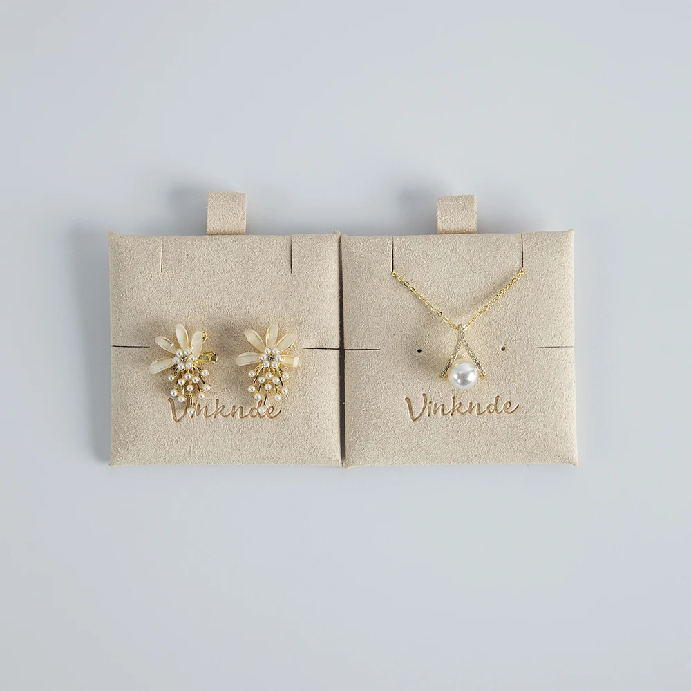 Custom Logo Microfiber Earrings Necklace Organizer Gift Insert Pad Card Suede Jewelry Pendant Bracelet Packaging Multi Hole Card