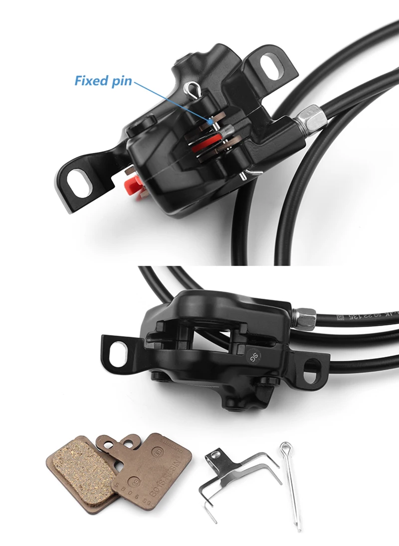 Mineral oil-filled Shimano brake lines prepared for installation