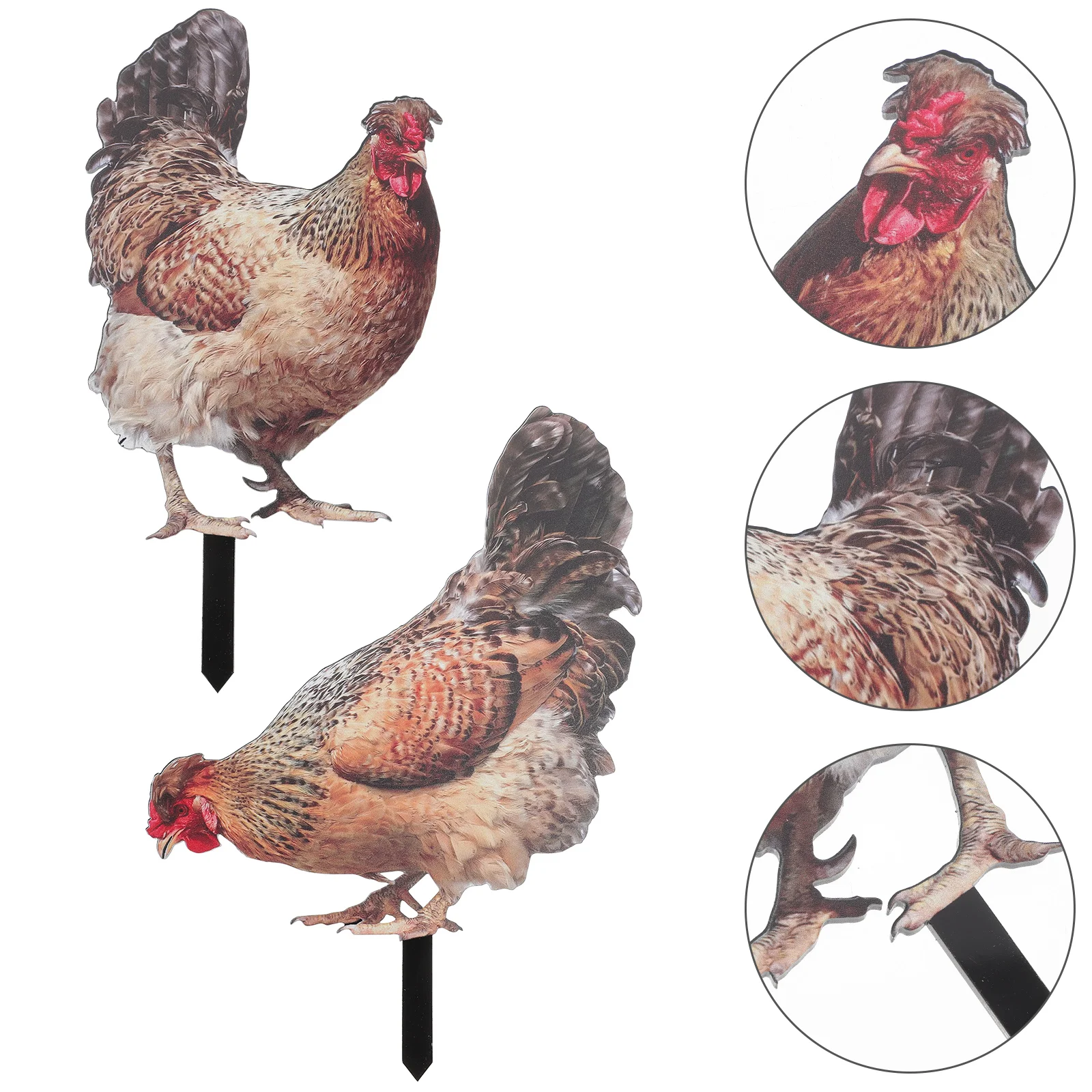 

2 Pcs Imitation Chicken Floor Plug Garden Decoration Stake Animal Gift Courtyard Insert Stakes Acrylic Yards Ornament